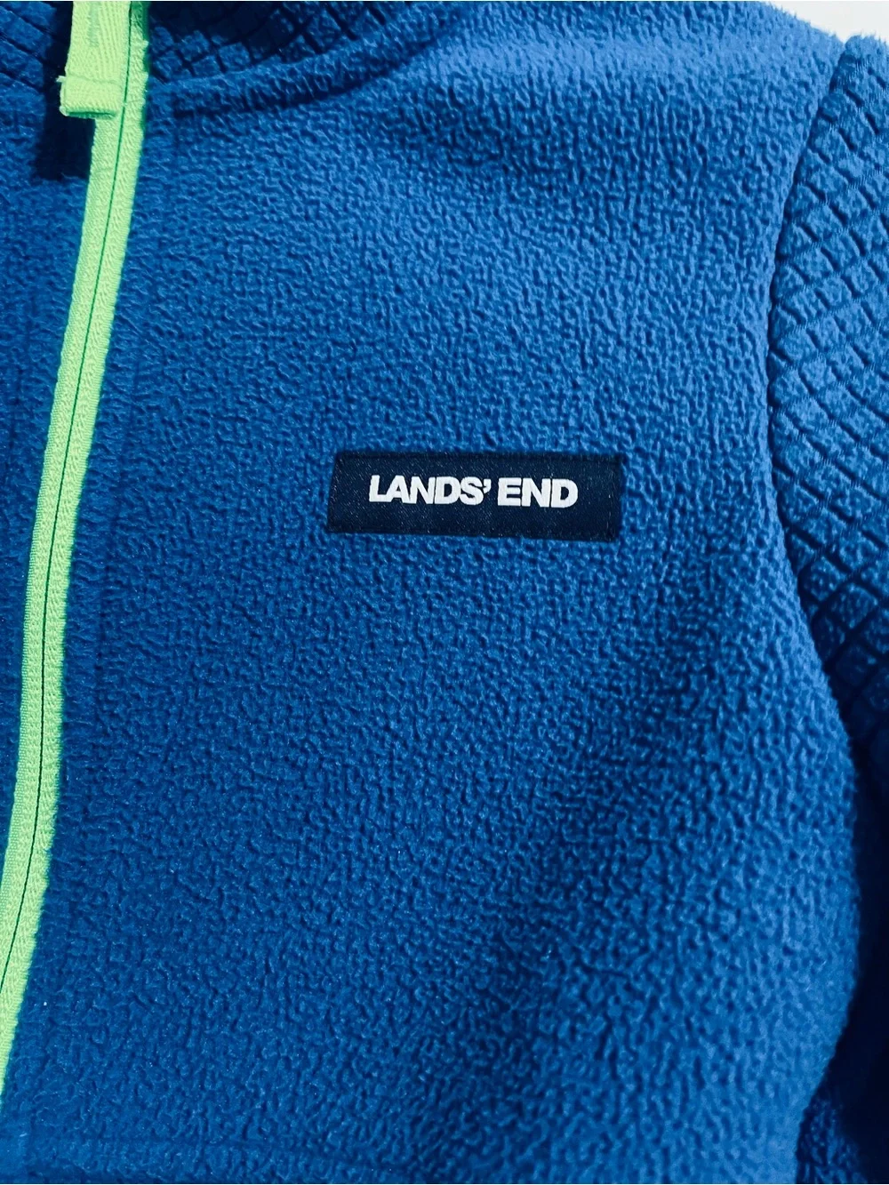 Lands' End Kids' Navy Zip Swim Rashguard with Lime Trim